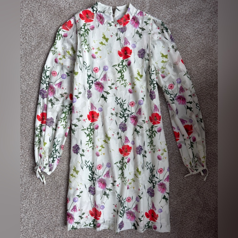 Ted Baker White Dress with Floral Accents
